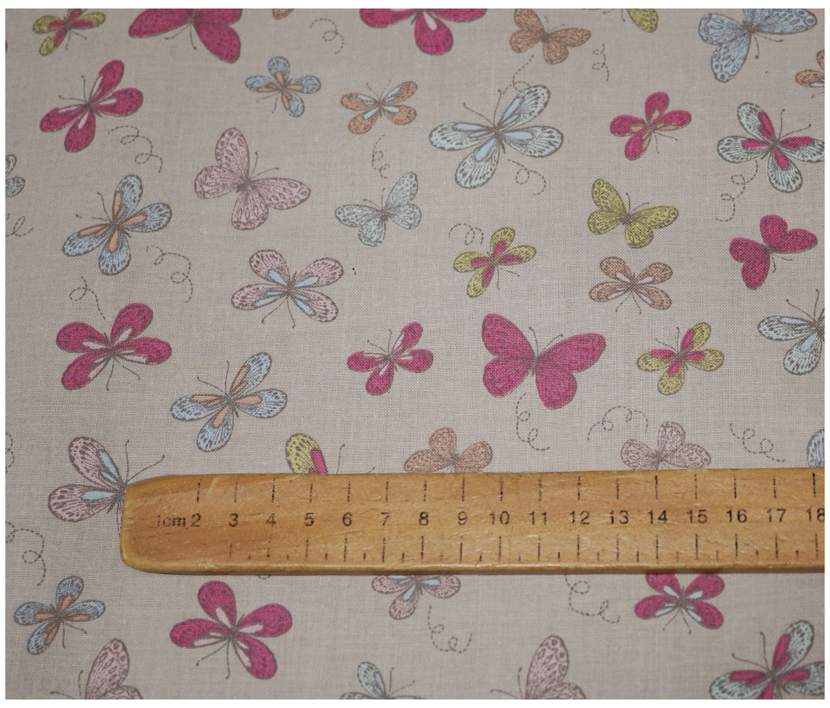 Woodlands Butterflies Taupe Lifestyle Printed 100% Cotton - The Fabric Trade