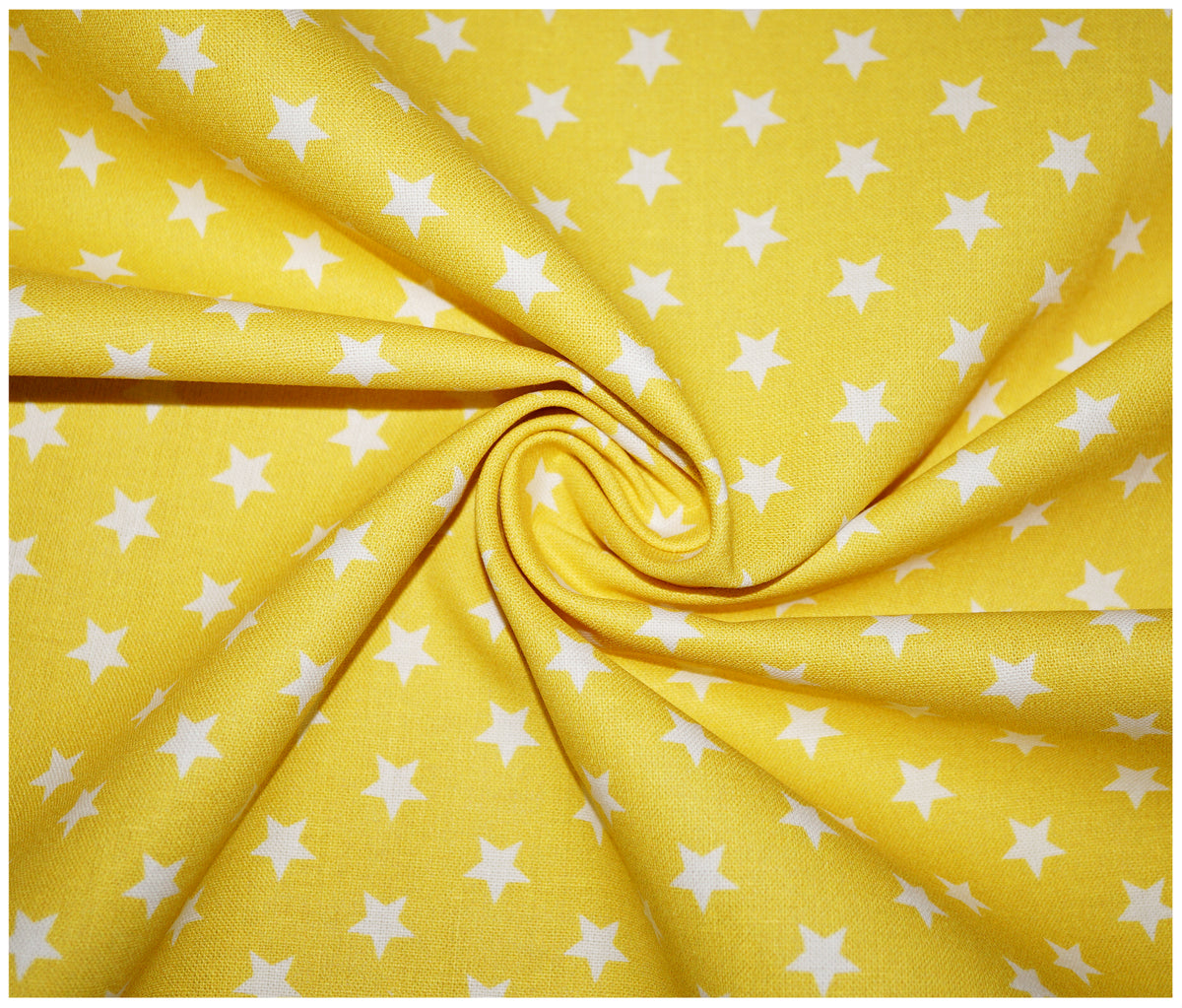 Yellow Little Stars Printed 100% Cotton - The Fabric Trade