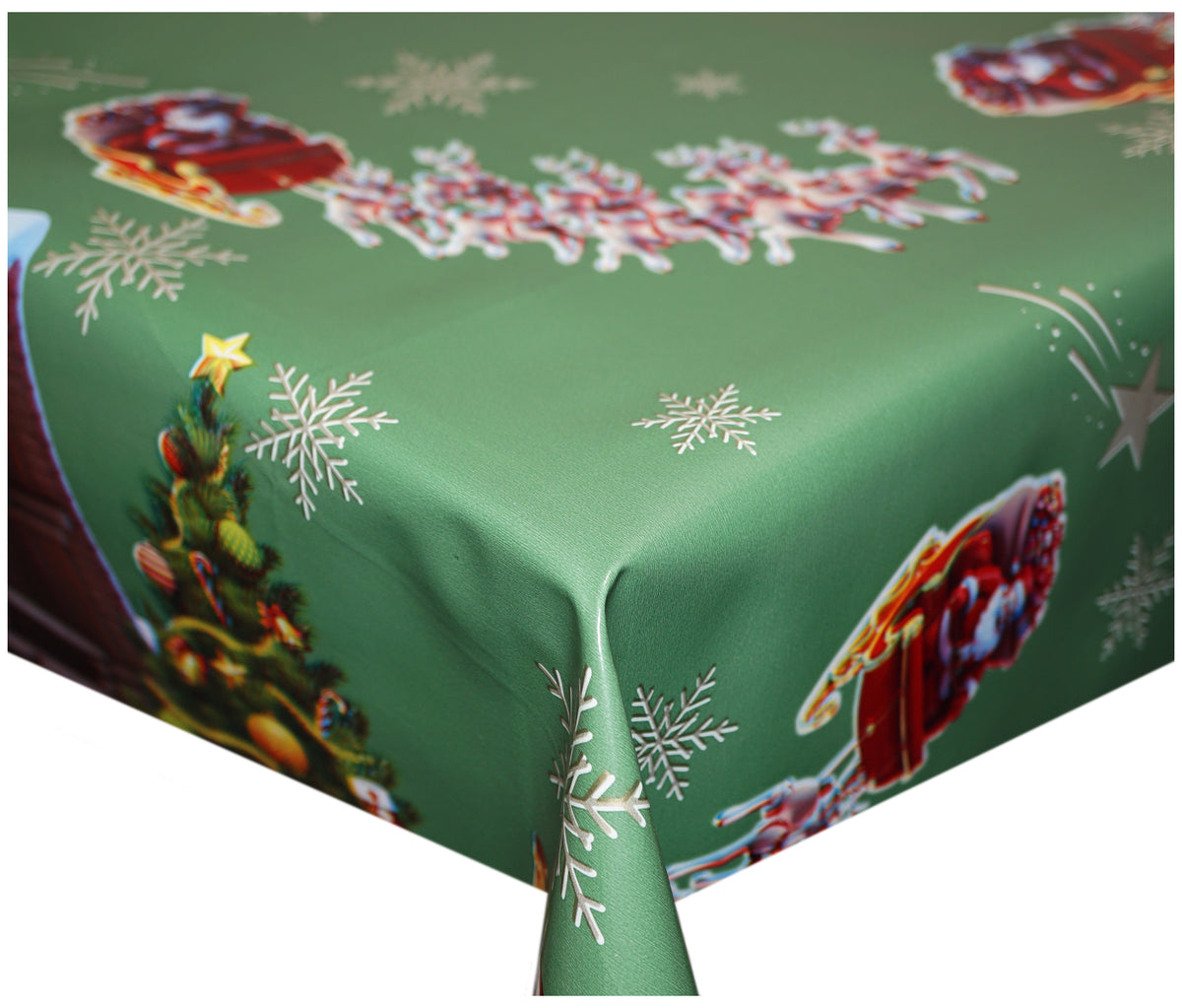 Green Cottage Christmas Tablecloth - The Fabric Trade