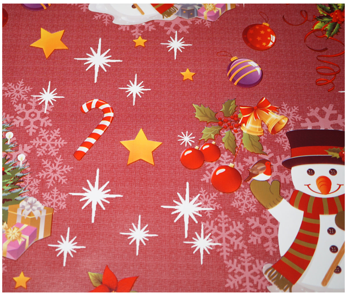 Red Jolly Santa Christmas Tablecloth - The Fabric Trade