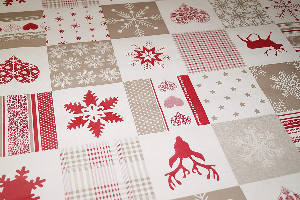 Reindeer Patchwork Christmas Tablecloth - The Fabric Trade