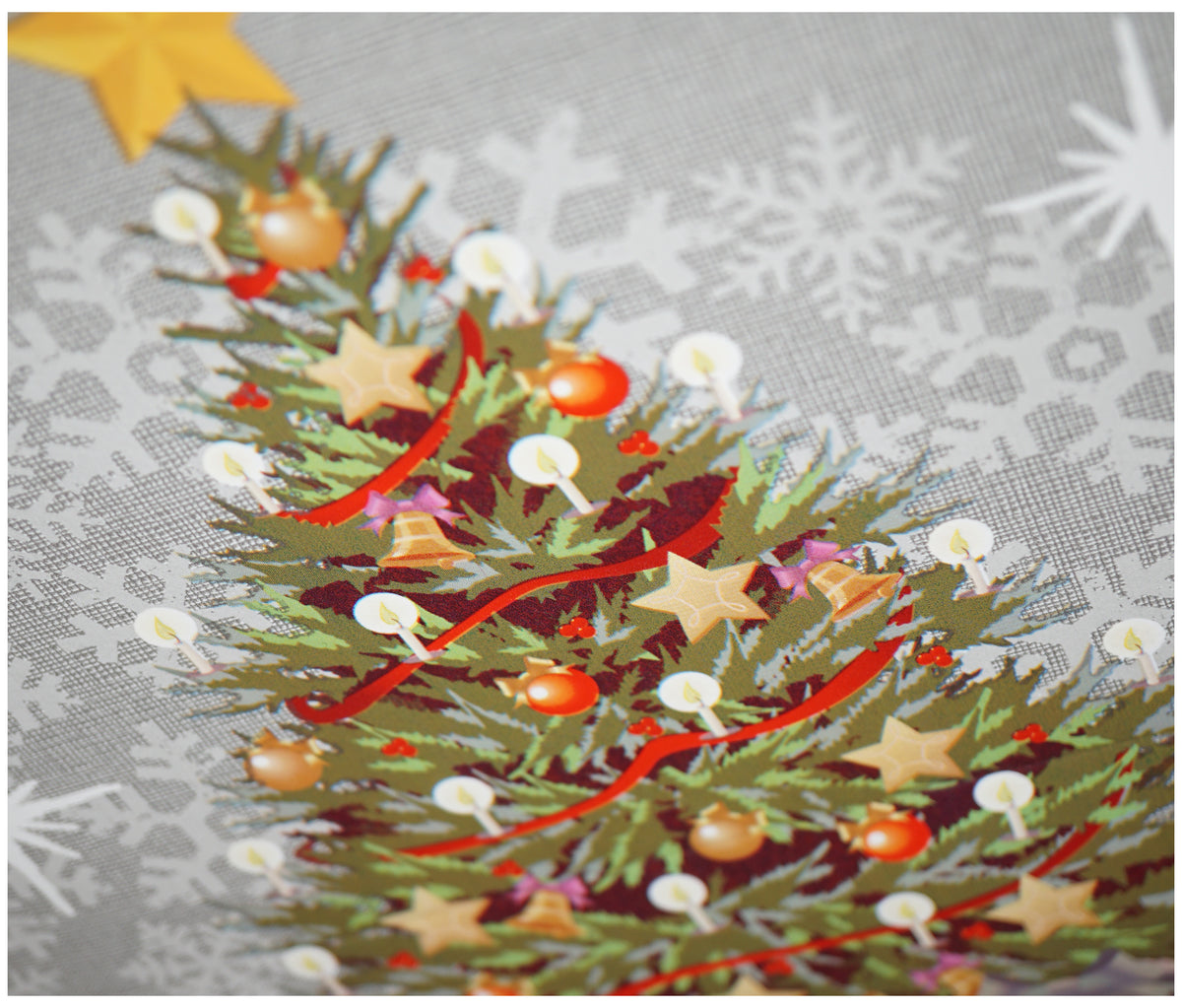 Silver Santa Christmas Tablecloth - The Fabric Trade