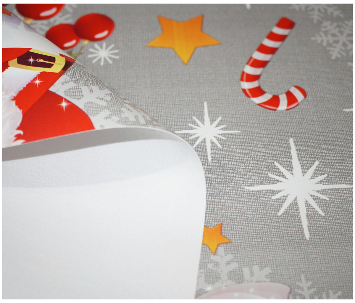 Silver Santa Christmas Tablecloth - The Fabric Trade